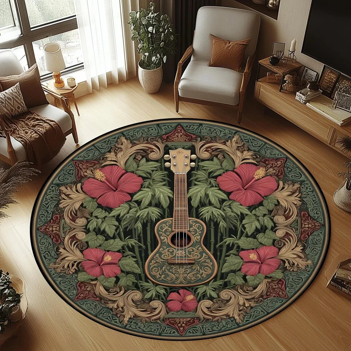SOFTCHORD – Cozy round flannel guitar rug non-slip & machine washable for children's room - Image 10