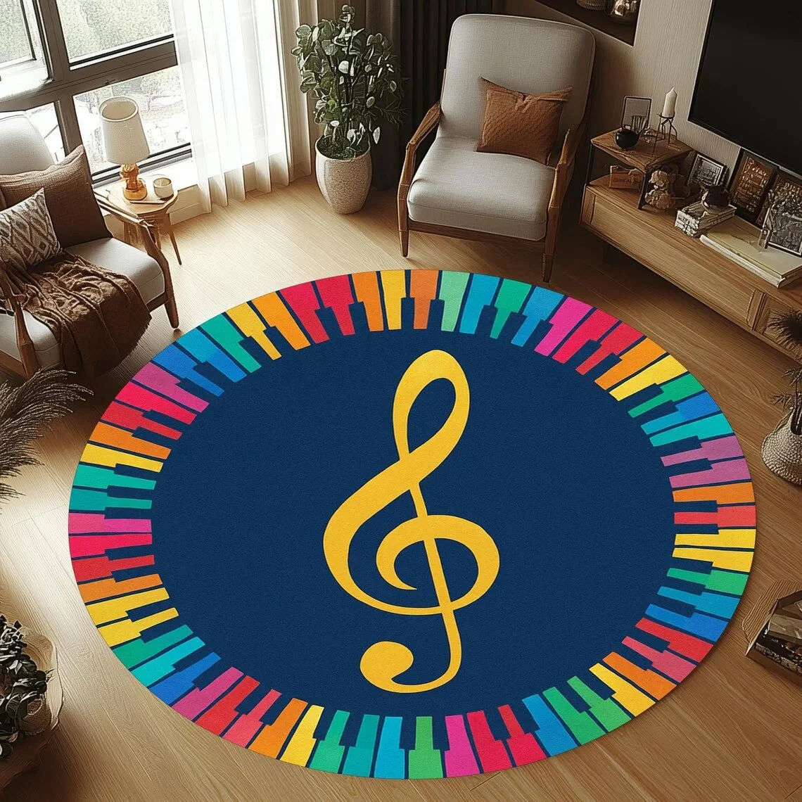 SOFTCHORD – Cozy round flannel guitar rug non-slip & machine washable for children's room - Image 11