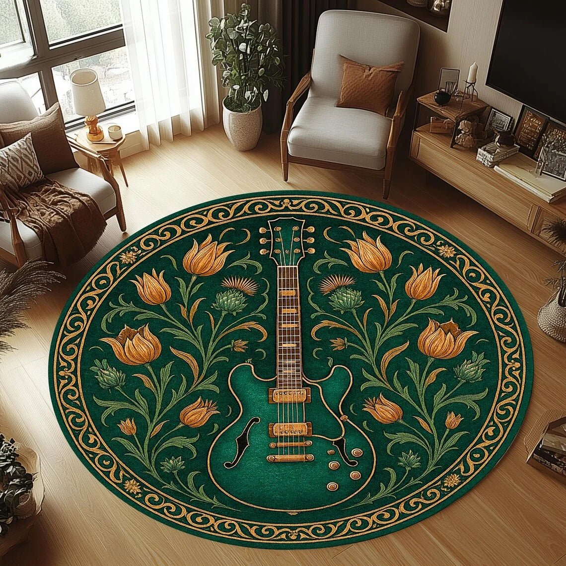 SOFTCHORD – Cozy round flannel guitar rug non-slip & machine washable for children's room - Image 12
