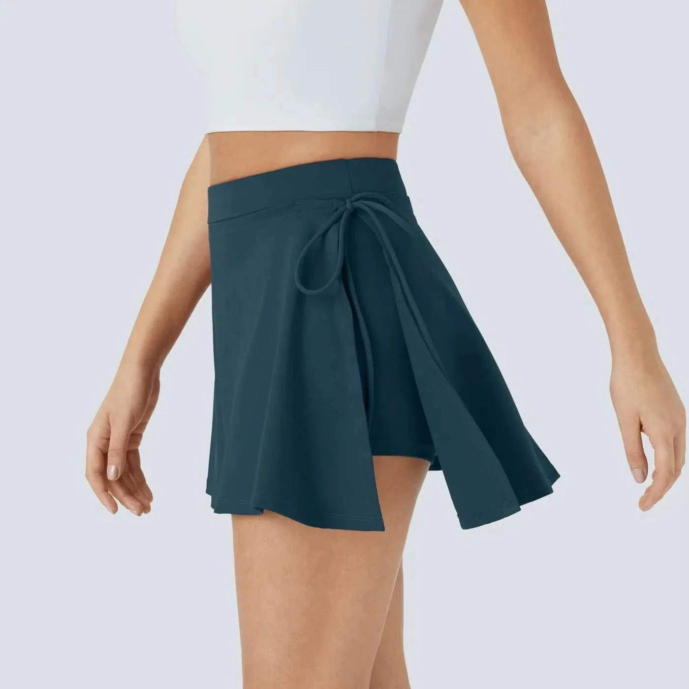 Softlyzero CoolTouch Skirt - Airy 2-in-1 mini skirt with pockets & tie belt - Image 4