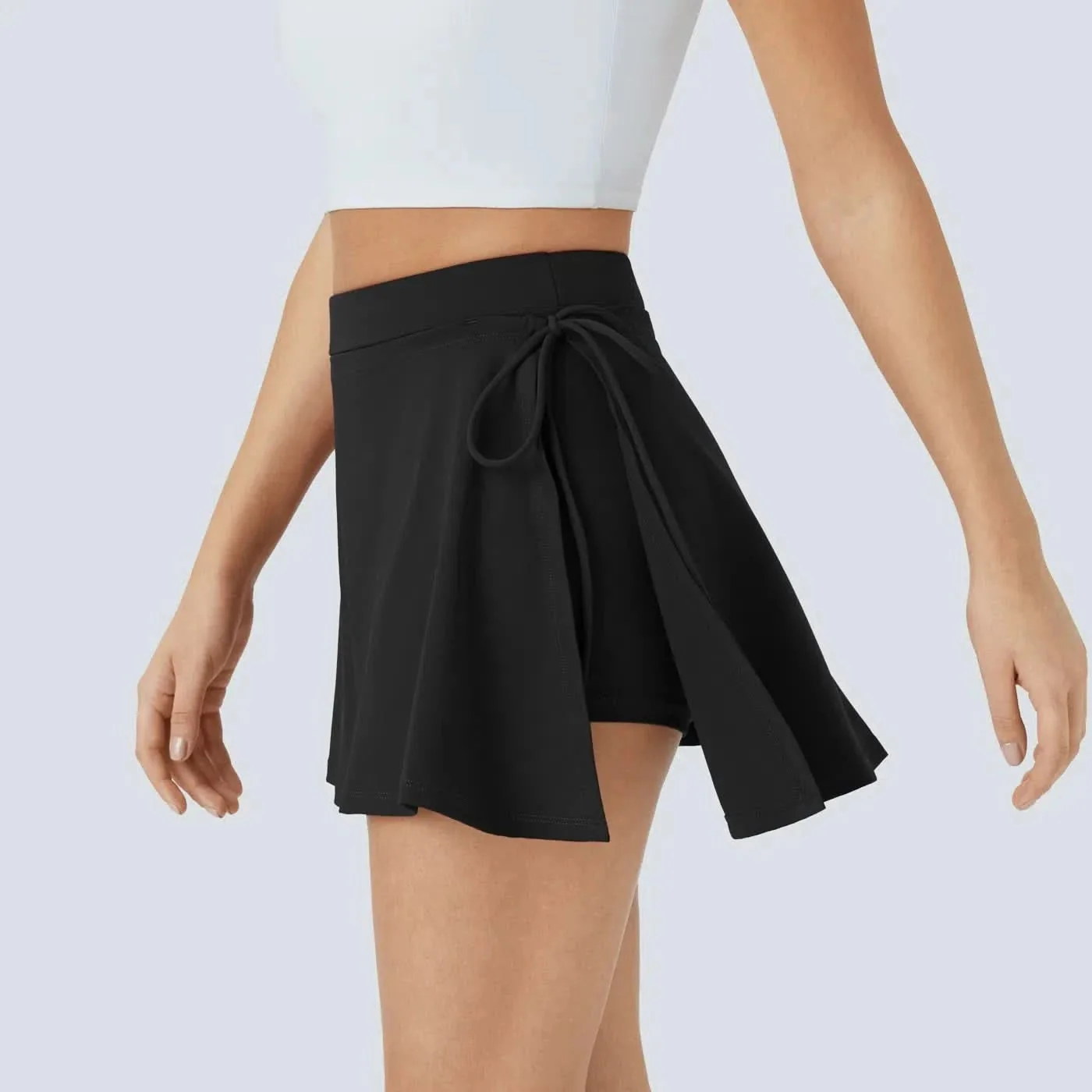 Softlyzero CoolTouch Skirt - Airy 2-in-1 mini skirt with pockets & tie belt - Image 8