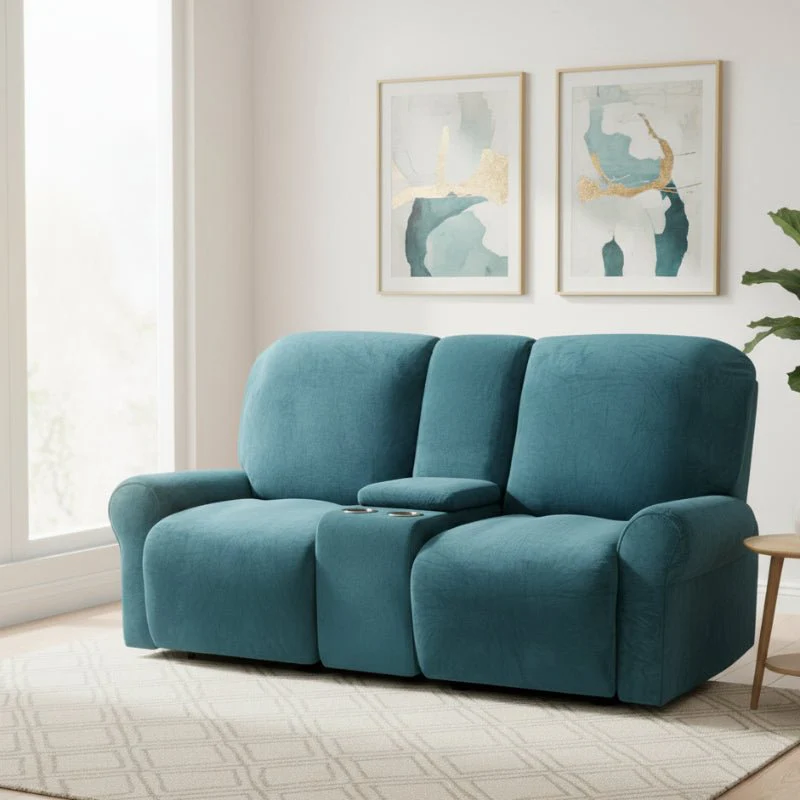 SOFTSEAT – 2-seater recliner cover with cup holders, thick & durable