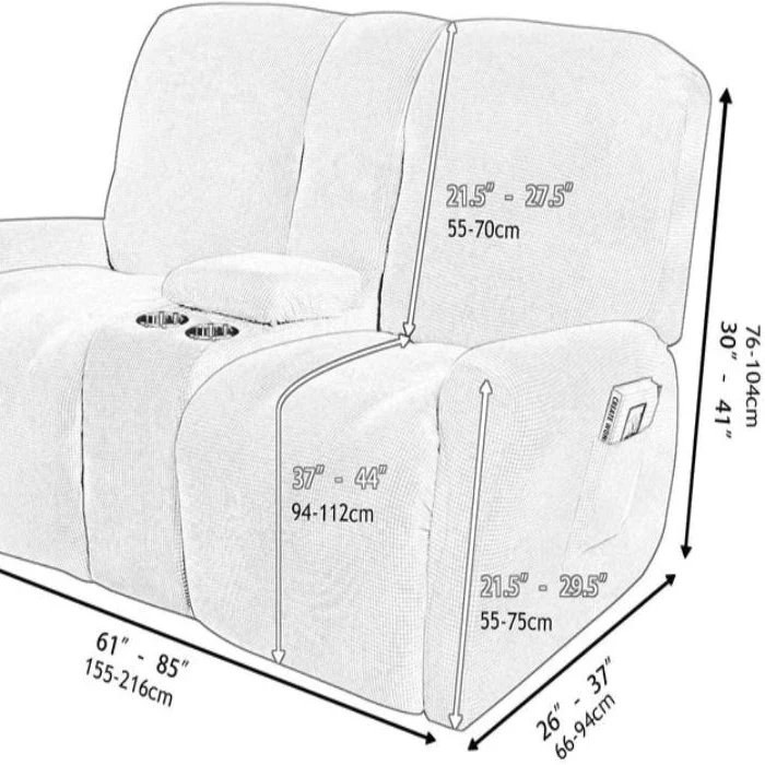 SOFTSEAT – 2-seater recliner cover with cup holders, thick & durable - Image 2