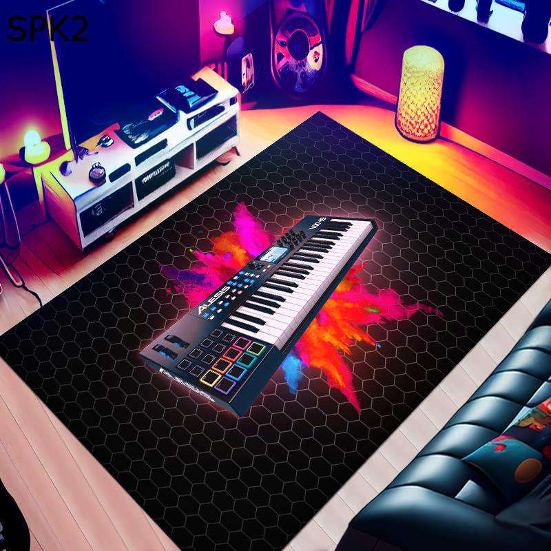SOFTVINTAGE – Vintage Guitar Print Area Rug made of Soft Flannel Non-Slip for Home Decor - Image 9