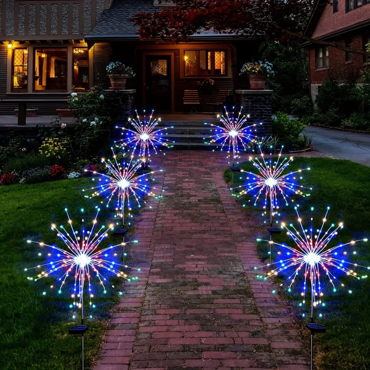 Solar garden lamp - Elegant LED firework lights for outdoor areas, IP65, solar-powered lighting - Image 6