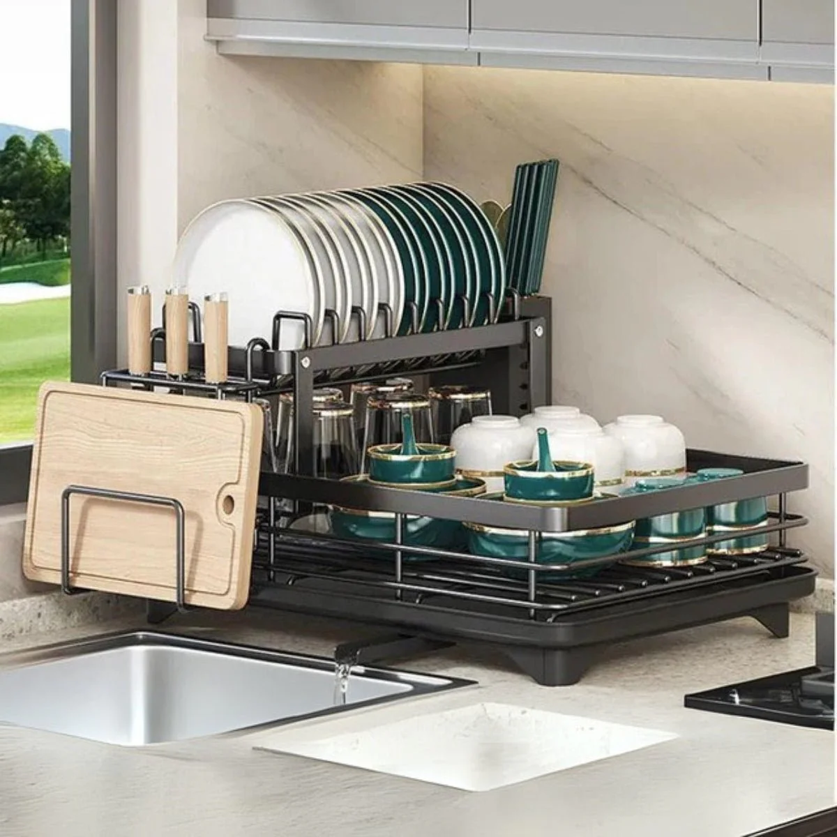 SPACEFLOW – Elegant Dish Drainer – Space-Saving Kitchen Organizer made of Stainless Steel - Image 2