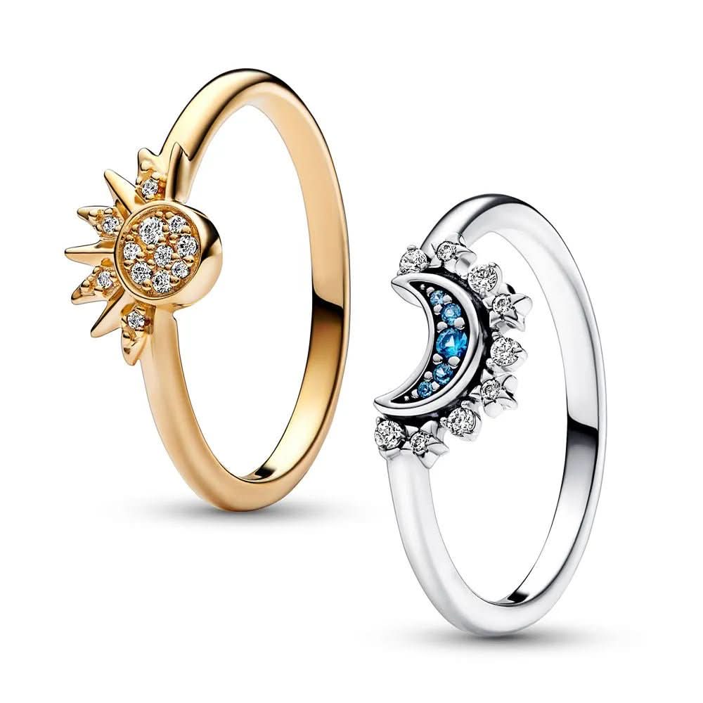 Sparkling Silver Crystal Ring - Elegant 925 silver ring with moon & sun design - Image 4
