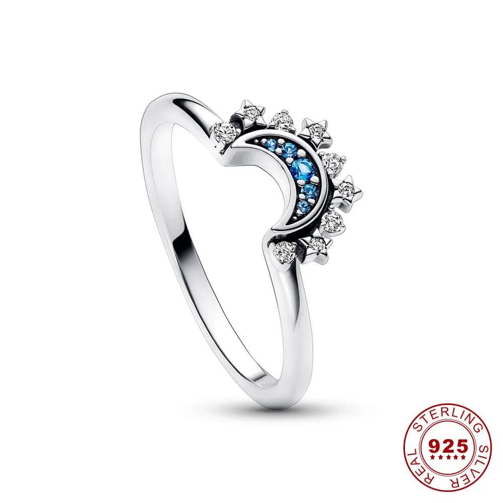 Sparkling Silver Crystal Ring - Elegant 925 silver ring with moon & sun design - Image 6
