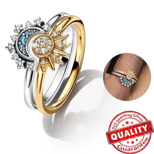 Sparkling Silver Crystal Ring - Elegant 925 silver ring with moon & sun design - Image 7