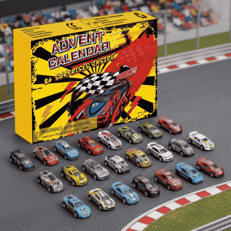 SPEEDCOUNT – Racing Car Advent Calendar with 24 Fun Daily Surprises for Children