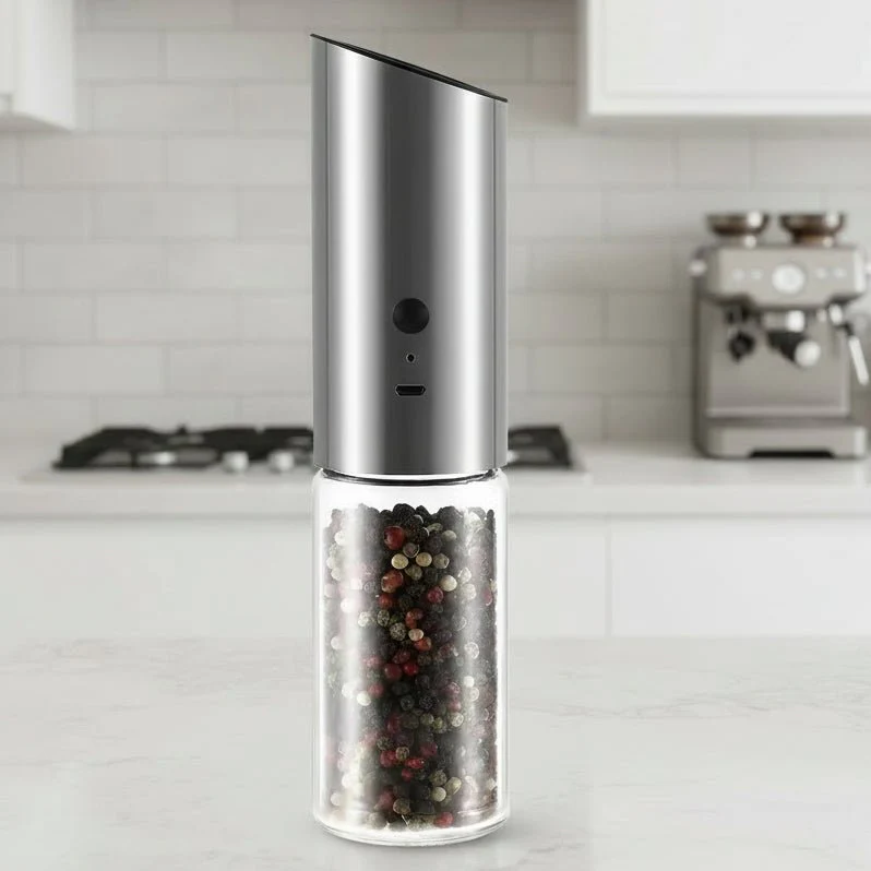 SPICEPULSE – Rechargeable Stainless Steel Electric Pepper Mill for Easy Seasoning