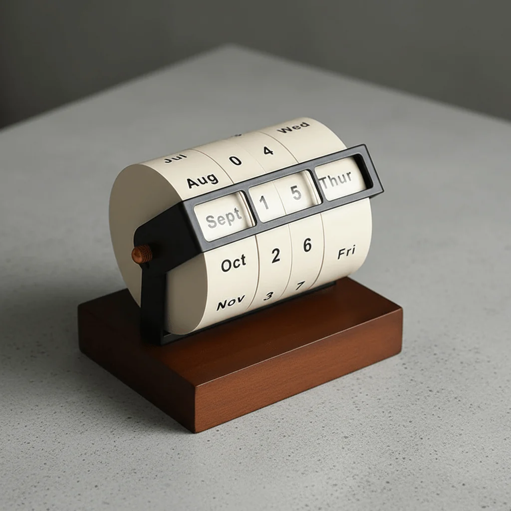SPINDESK – Mid-Century wooden rotary calendar for tasteful desk design - Image 6