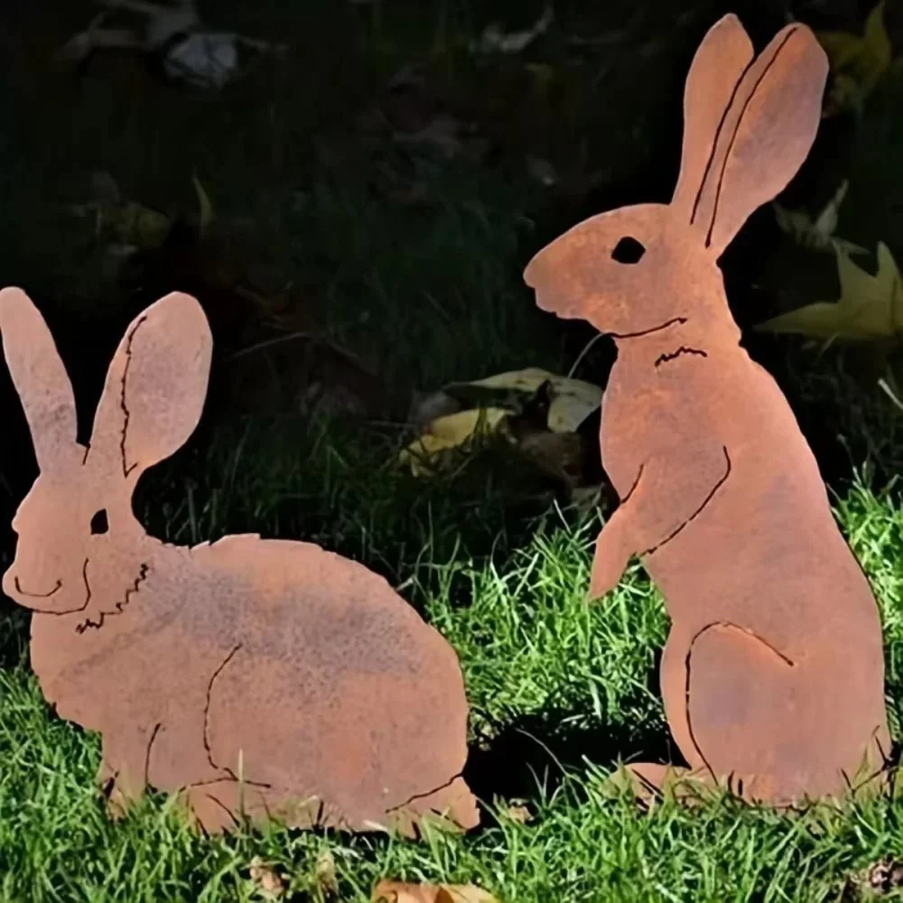 SPRINGBUN – Rustic garden stake made of metal in rabbit shape for rural garden decoration - Image 2