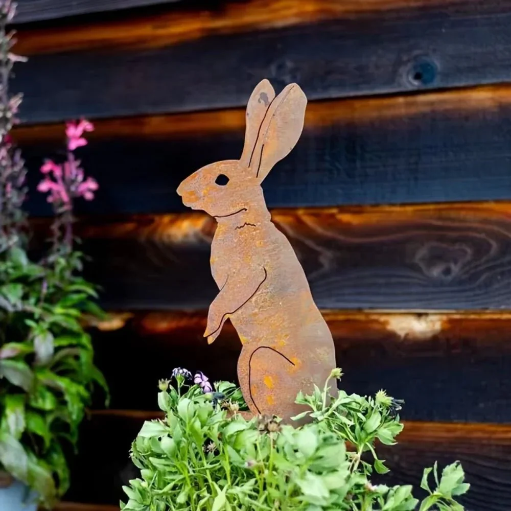 SPRINGBUN – Rustic garden stake made of metal in rabbit shape for rural garden decoration - Image 6