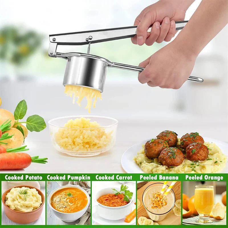 SQUEEZO – Stainless Steel Potato Press with 3 Discs for Perfect Purees & Juices - Image 7