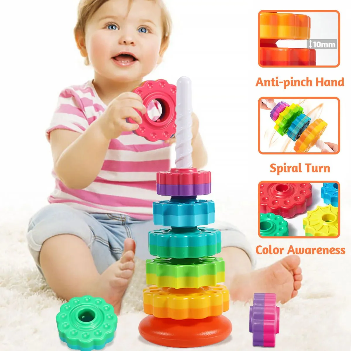 STACKIPEL – Montessori Rainbow Stacking Toy for Toddlers - Image 6