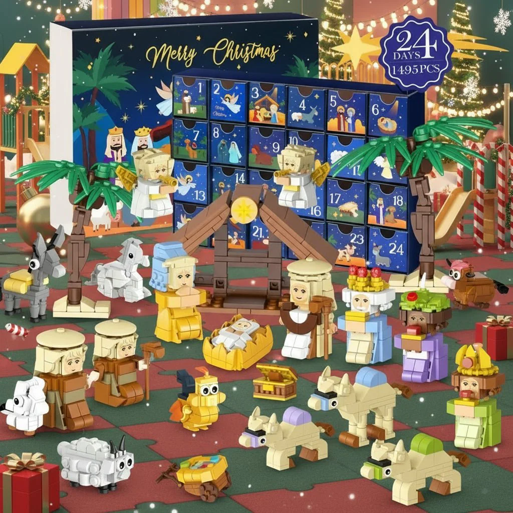 STACKMAS – Creative DIY Advent Calendar with Nativity Motif and 24 Building Blocks for Families - Image 2