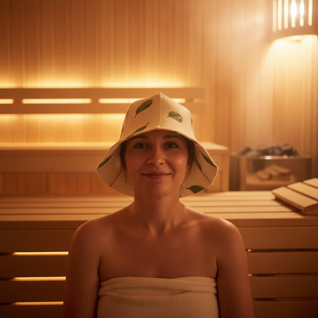 STEAMCALM – Heat-protective sauna cap in Russian style for relaxed sauna sessions - Image 2