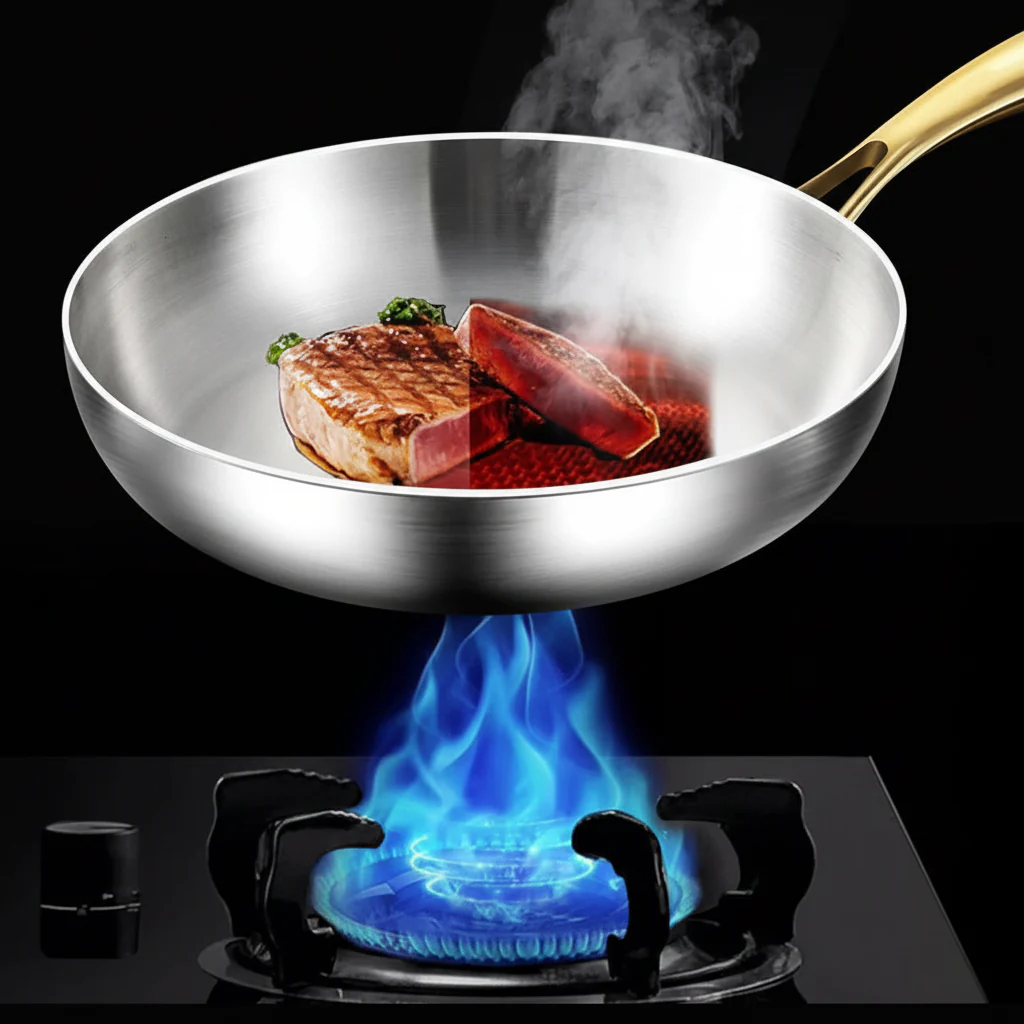 STEELTRIQ – 316 stainless steel frying pan with 7-layer design, 2 mm wall thickness and induction compatibility - Image 3