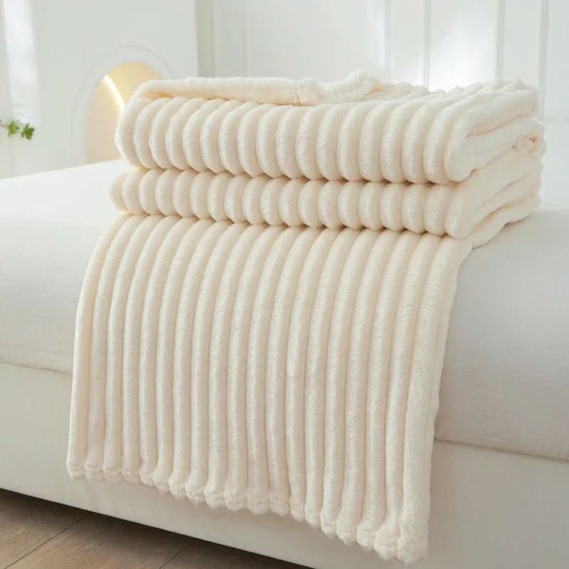 StripeWarm – Wide Flannel Fleece Blanket with Stripe Pattern - Image 2