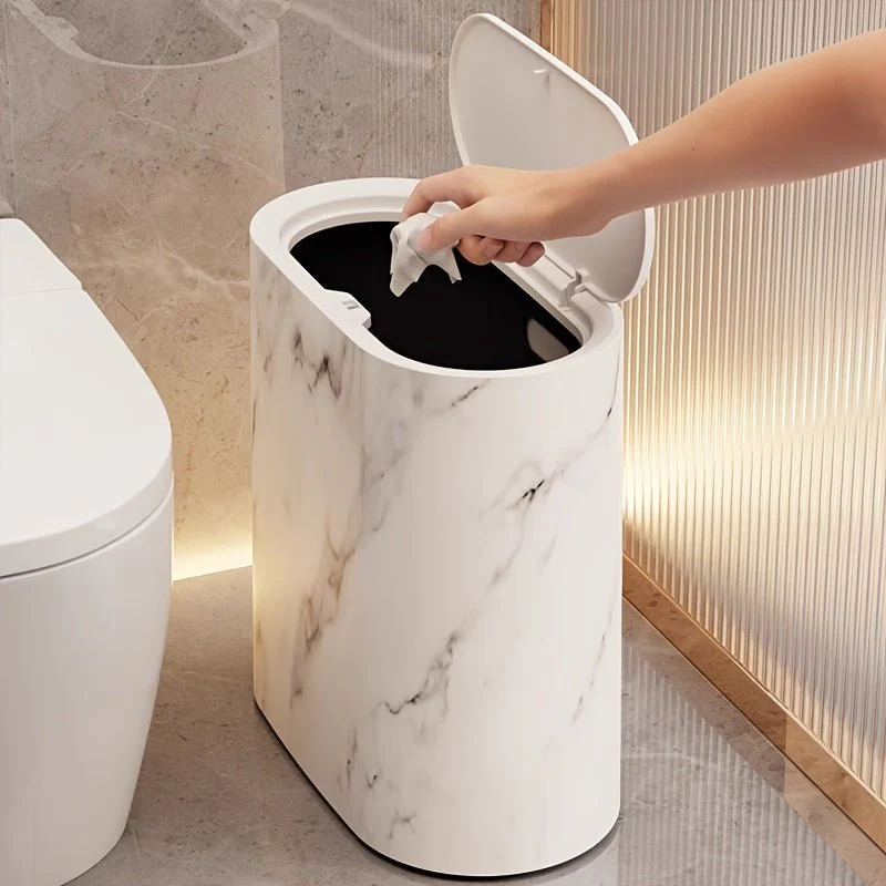 STYLEBIN – Contemporary oval waste bin with marble pattern - Image 8