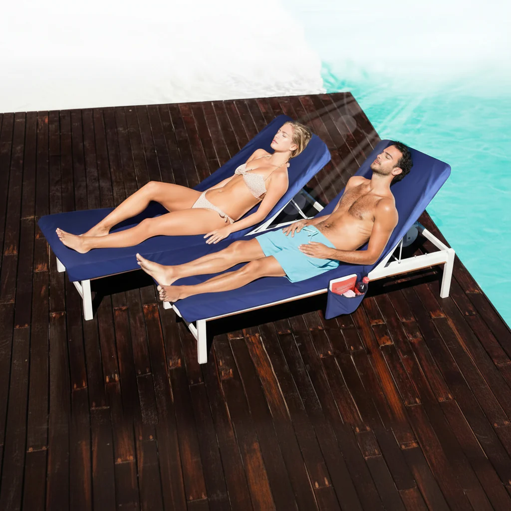 SUNLOUNGE TOWEL - Towel with pockets & non-slip grip for deckchairs - Image 4