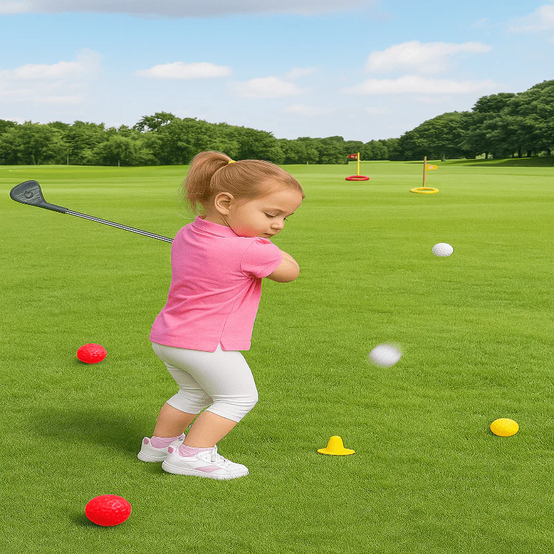 SWINGIQ – Adjustable Children's Golf Set with Telescopic Clubs, 3 Balls & 2 Targets for Children aged 3–8 Years