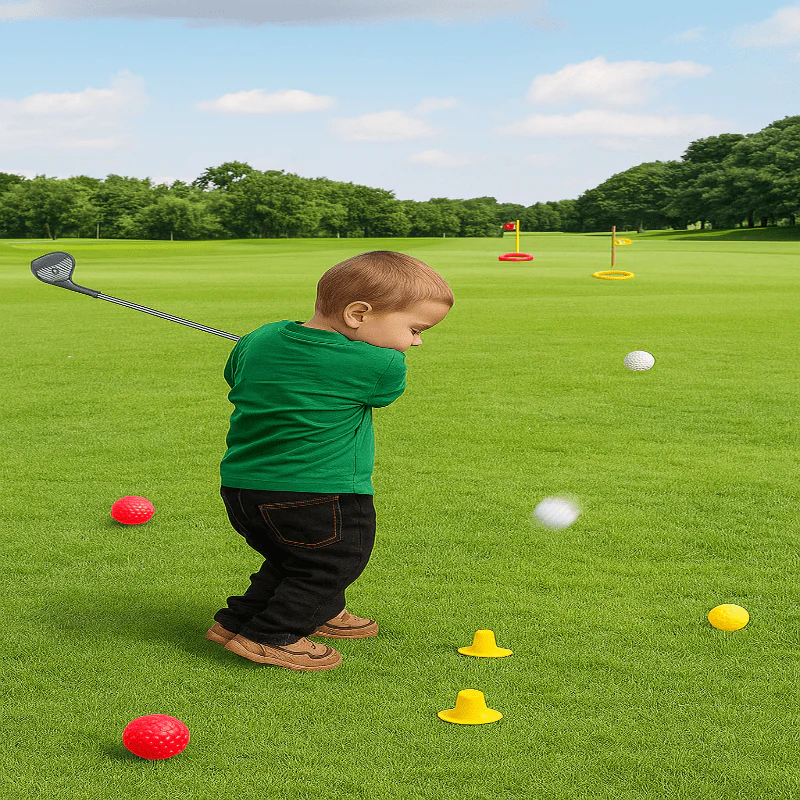 SWINGIQ – Adjustable Children's Golf Set with Telescopic Clubs, 3 Balls & 2 Targets for Children aged 3–8 Years - Image 2