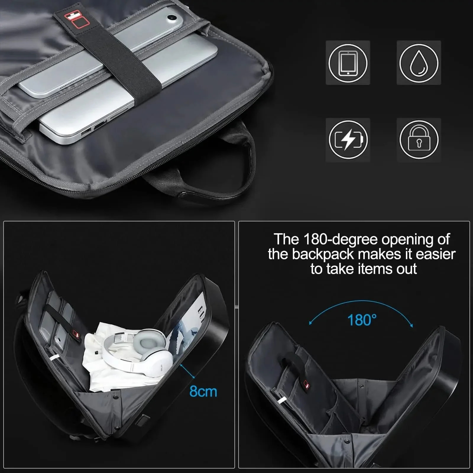 TECHGUARD - Expandable laptop backpack with anti-theft protection & USB port - Image 5