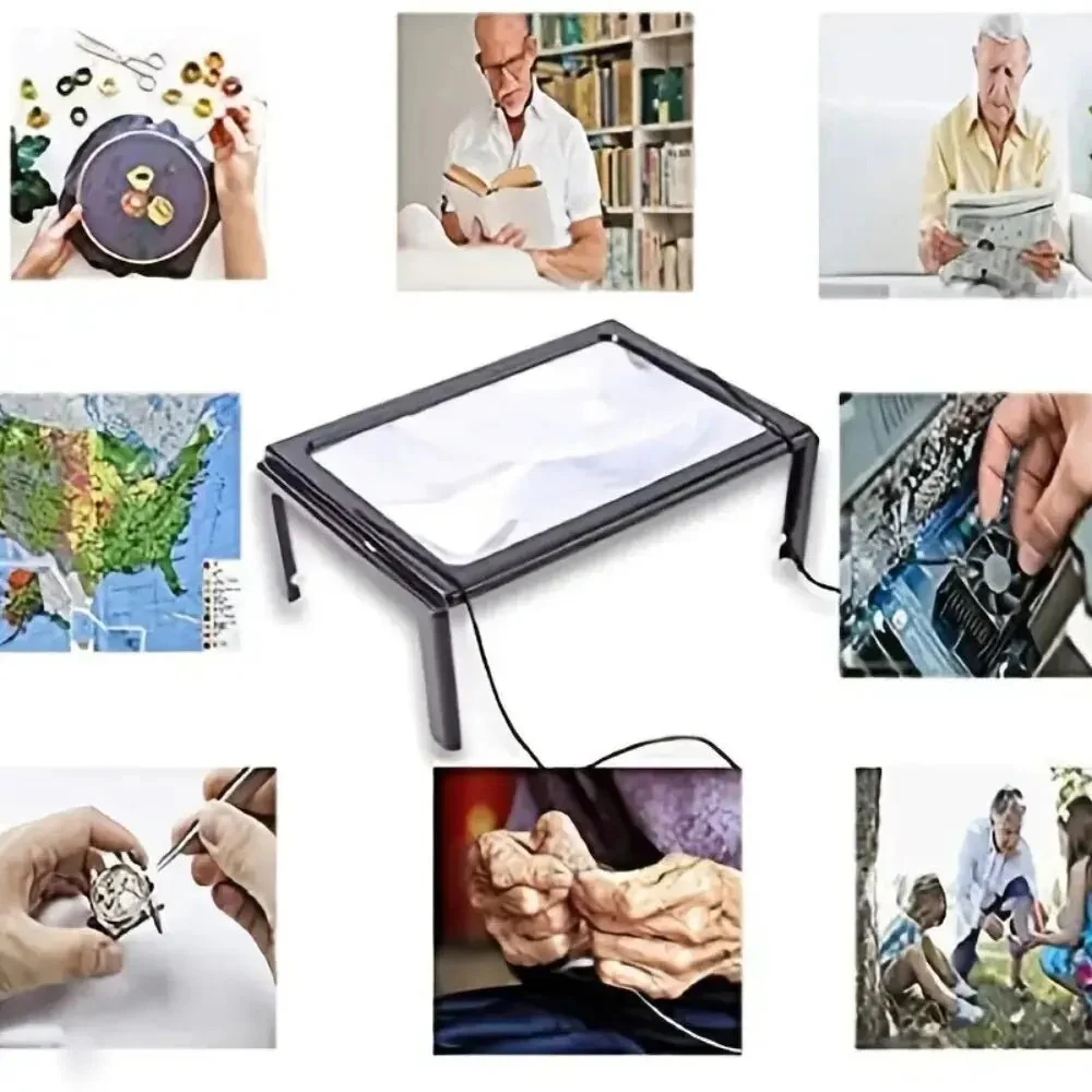 TEXTDESK – Foldable 3x Table Magnifier with LED Lighting for Hands-Free Reading - Image 2