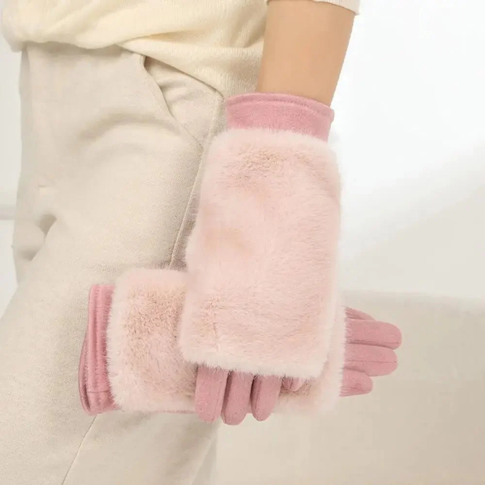 THERMÉA – Elegant suede winter gloves with touchscreen and fur lining (Unisex) - Image 7