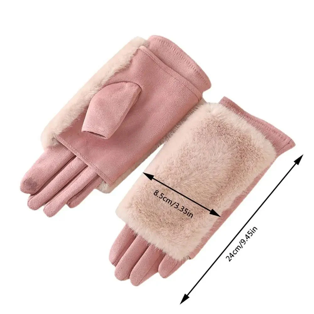 THERMÉA – Elegant suede winter gloves with touchscreen and fur lining (Unisex) - Image 9