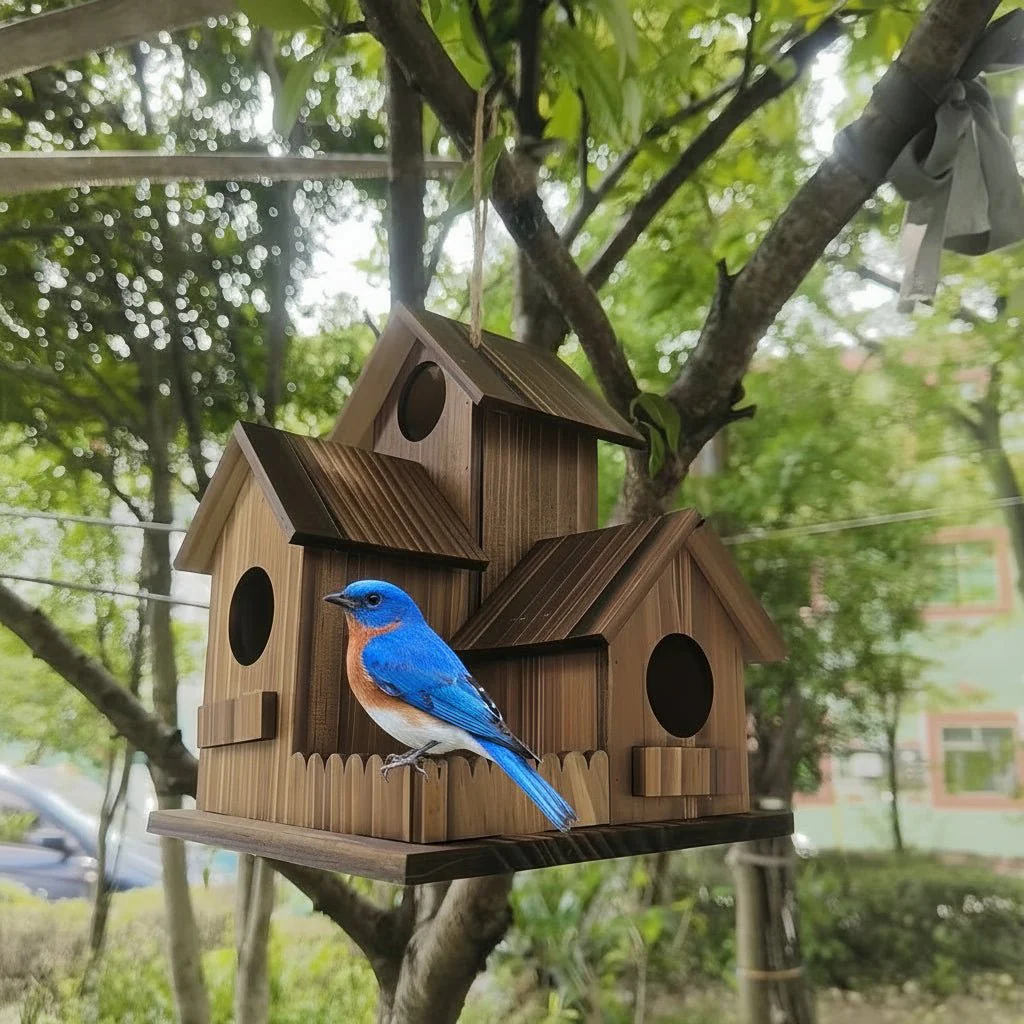 TIMBERROOST – Rustic birdhouse made of solid wood with multiple nesting chambers for outdoor use - Image 8