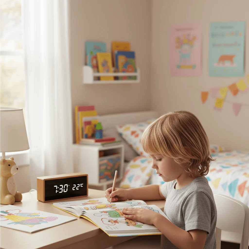 TIMBORA – Minimalist LED Bamboo Alarm Clock with Temperature Display - Image 4
