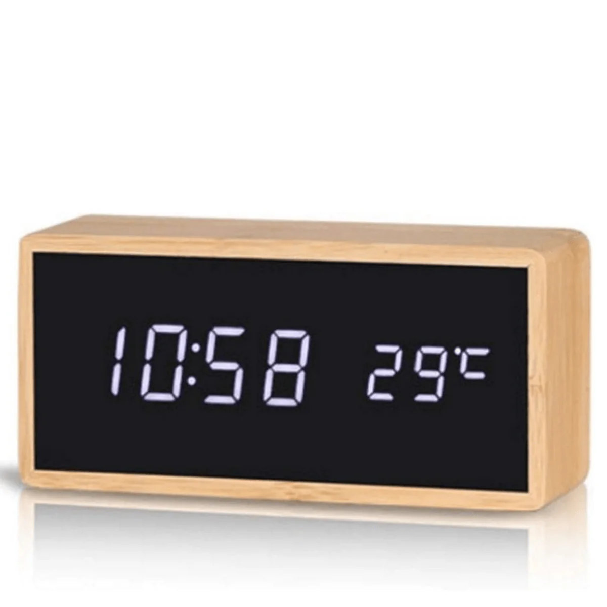 TIMBORA – Minimalist LED Bamboo Alarm Clock with Temperature Display - Image 8