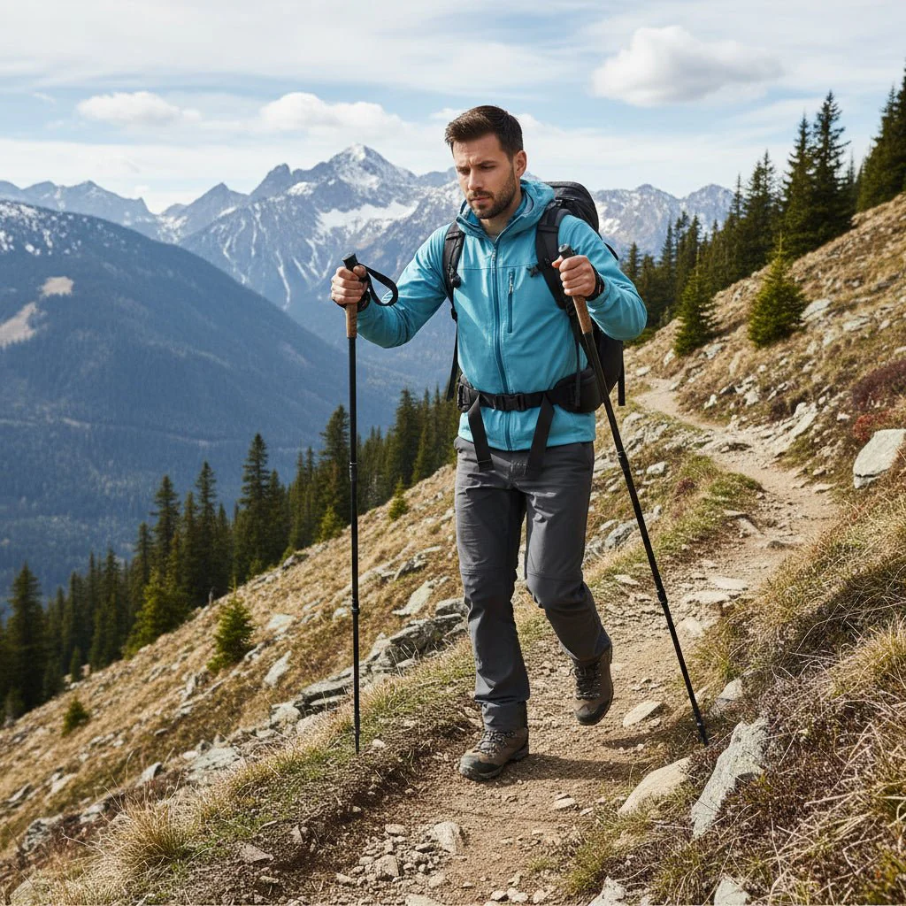TRAILCORK – Premium Nordic Hiking Poles – lightweight telescopic trekking poles with cork handle - Image 3