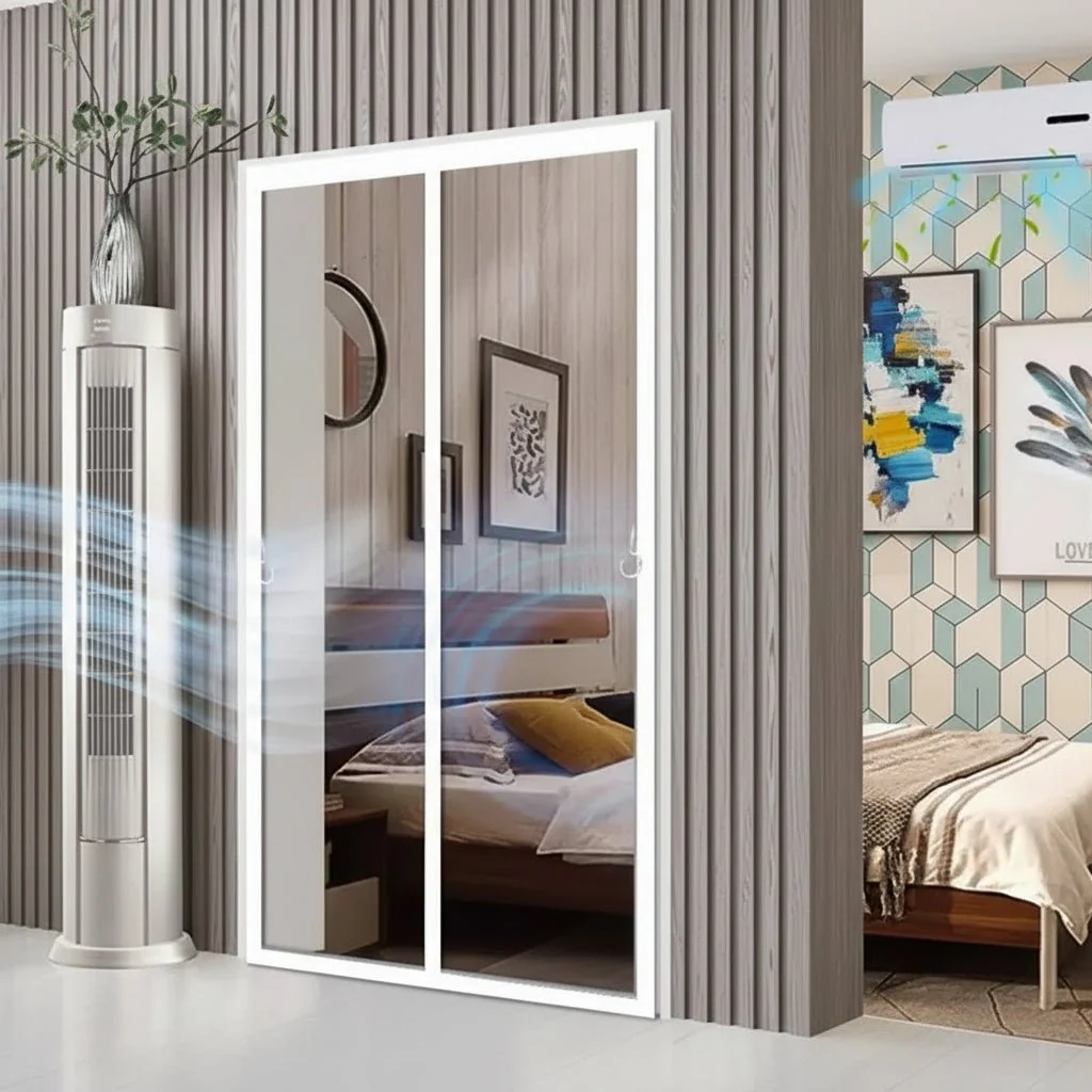 TRANSPABLOC – Transparent, windproof partition curtain for air conditioning systems