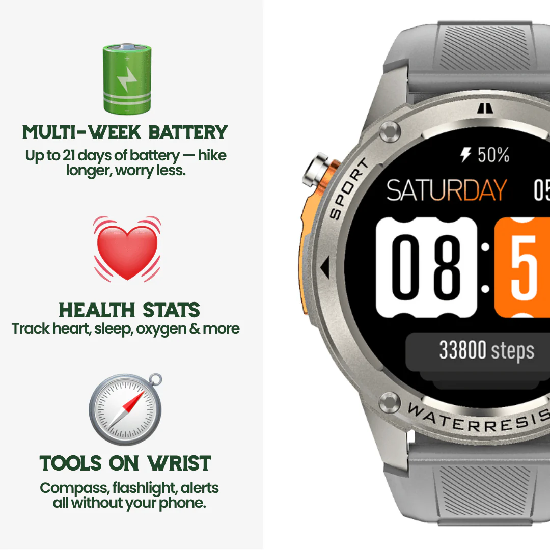 TrekSight X - Outdoor smartwatch with GPS, compass & health monitoring - Image 3