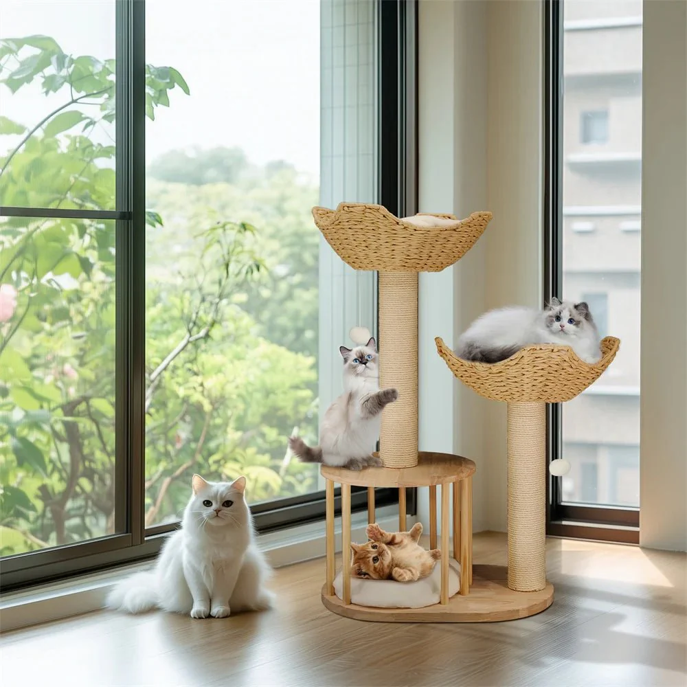TRICATLOFT – Three-level plush cat tree with sturdy sisal scratching posts - Image 6