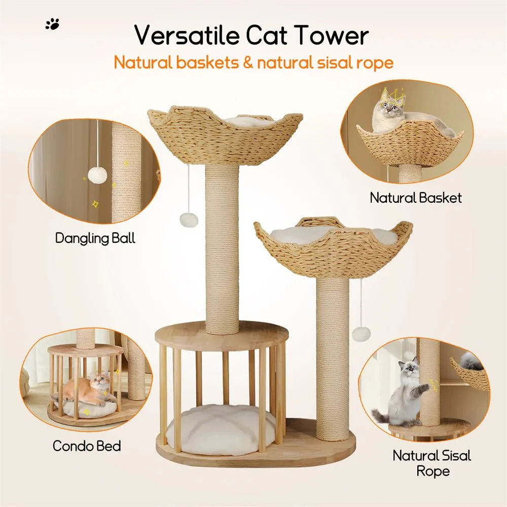 TRICATLOFT – Three-level plush cat tree with sturdy sisal scratching posts - Image 7