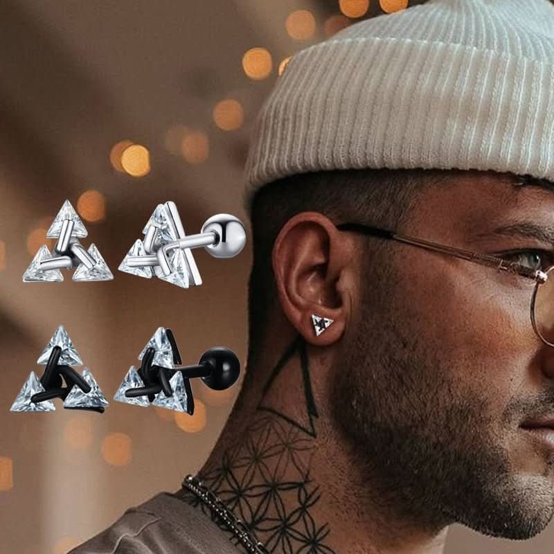 TRISILVER – Triangle Earrings with Stud Closure, Lightweight & Modern Design