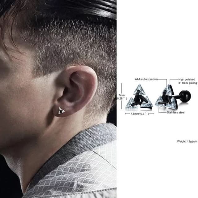 TRISILVER – Triangle Earrings with Stud Closure, Lightweight & Modern Design - Image 4