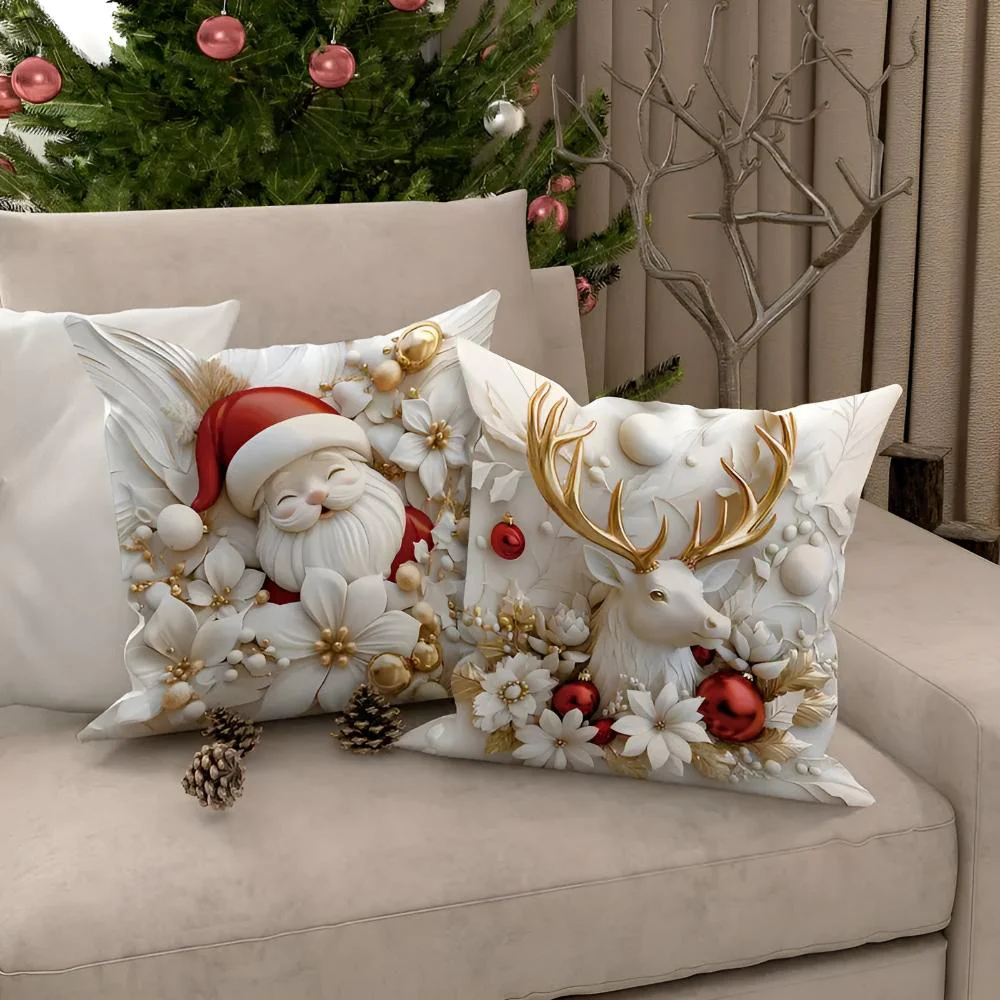 TWINKCUSH – Set of 4 Christmas velvet cushion covers with unique festive designs - Image 4
