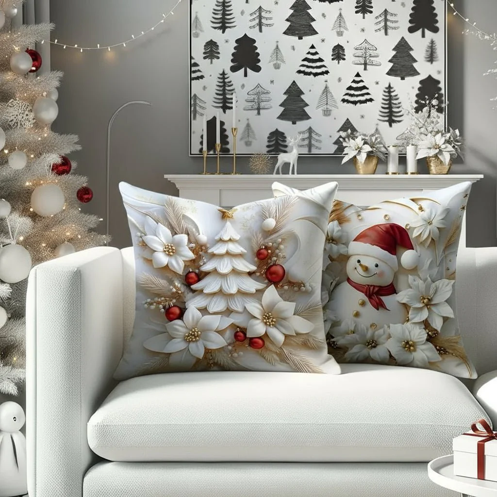 TWINKCUSH – Set of 4 Christmas velvet cushion covers with unique festive designs - Image 5