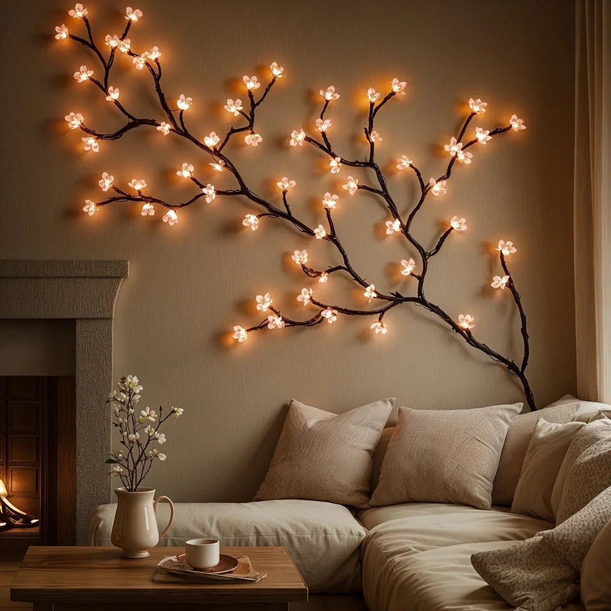 TWINKLORA – 1.6 m LED string lights, warm white & soft pink glow