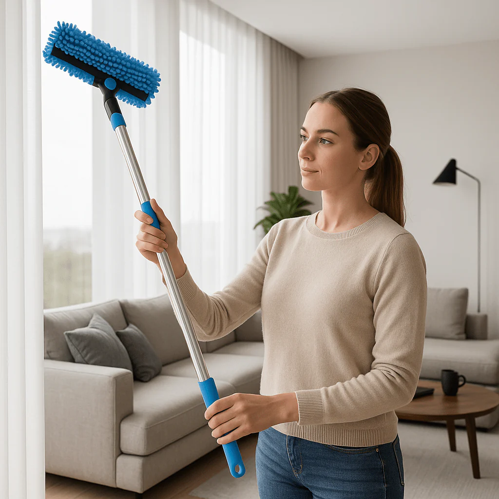 ULTRASQUEEZE – Adjustable 2-in-1 Glass Cleaning Tool with Telescopic Rod - Image 2