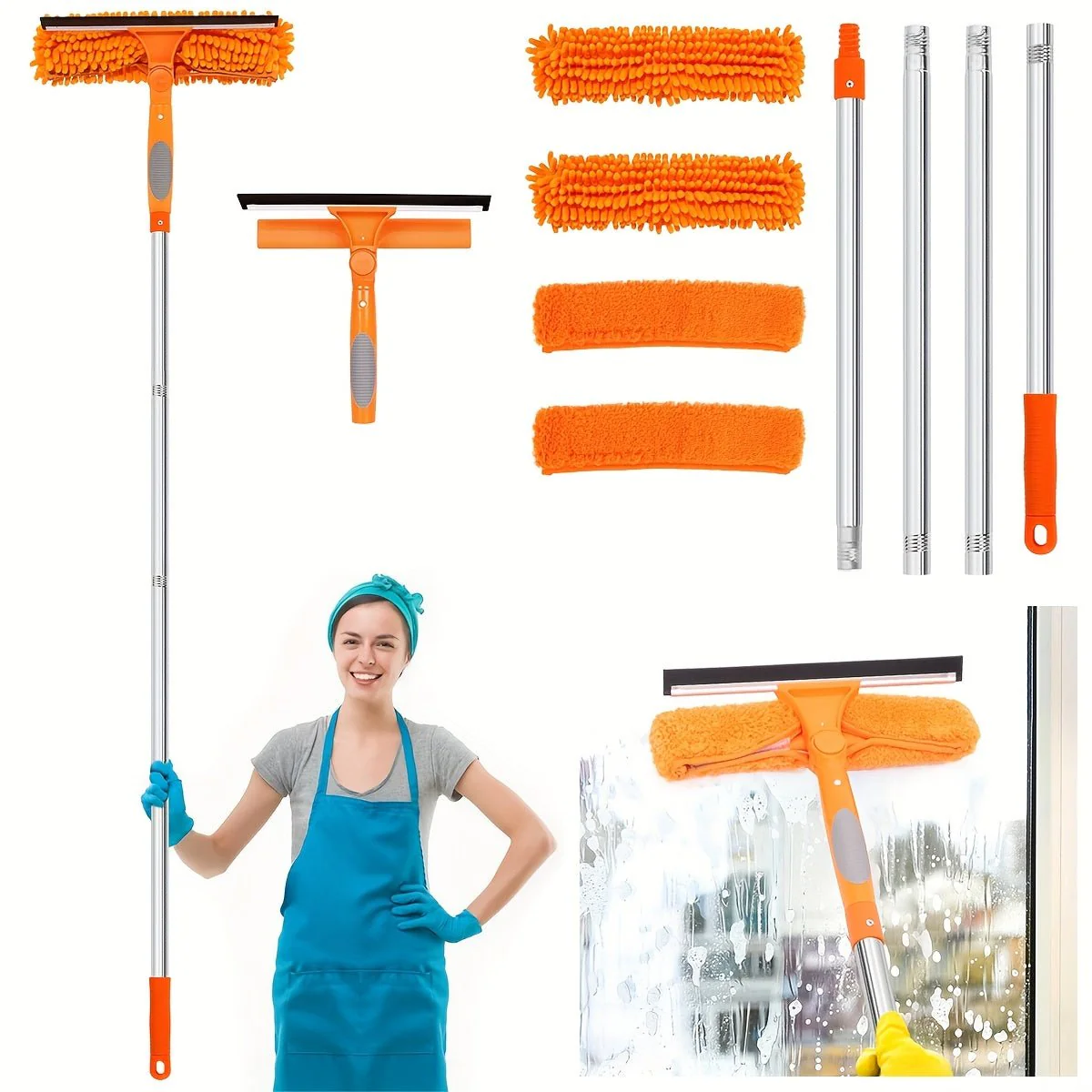 ULTRASQUEEZE – Adjustable 2-in-1 Glass Cleaning Tool with Telescopic Rod - Image 9