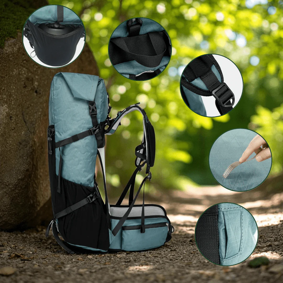 ULTREA - 50L Ultralight Expandable Adventure Backpack with Rolltop - Image 6