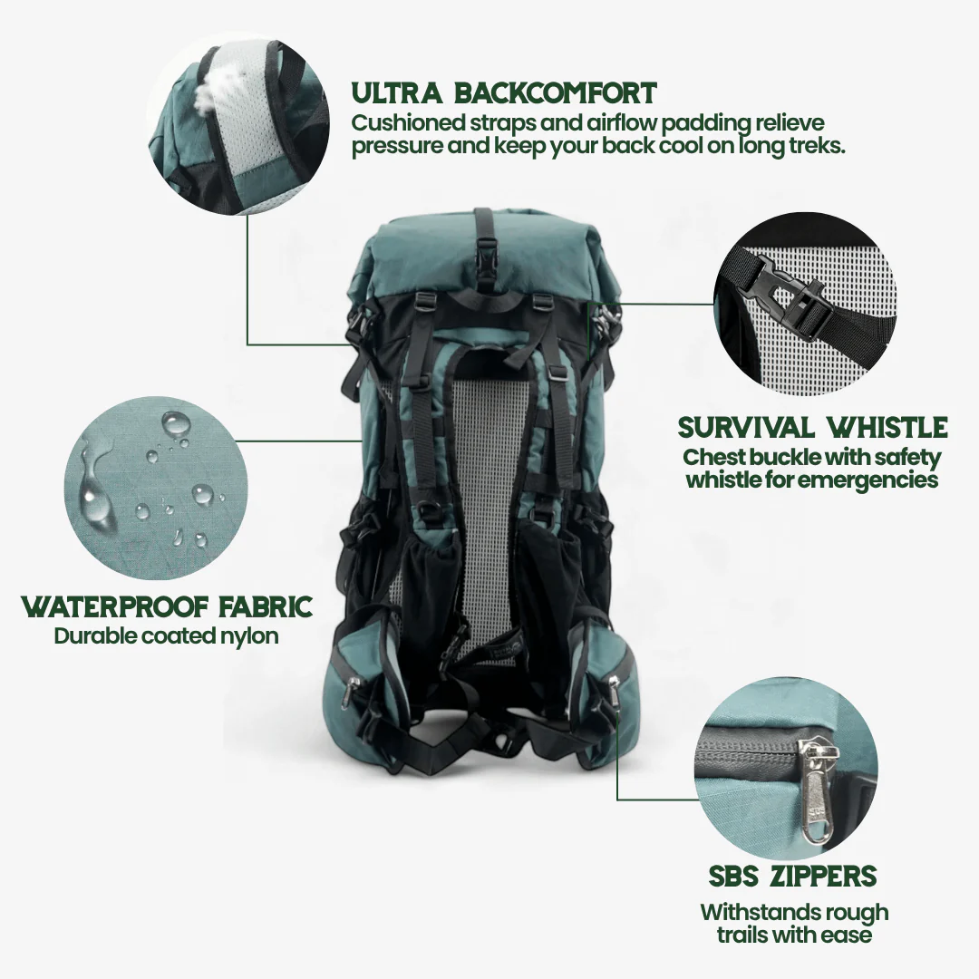 ULTREA - 50L Ultralight Expandable Adventure Backpack with Rolltop - Image 7