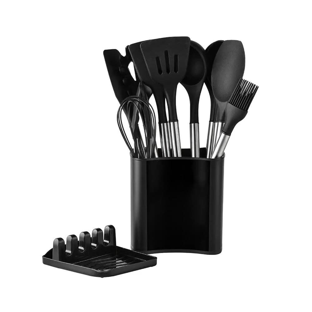 UTENSIVIA – Heat-resistant 11-piece kitchen tool set with wood handle look - Image 11